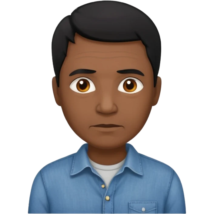 great job, now i would like a middle aged dark brown person with black hair on head in casual shirt ( make him darker in complexion and add some age emoji