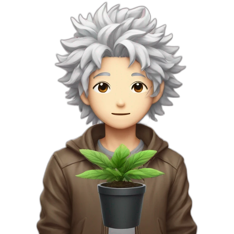 Nagito komaeda with a plant emoji