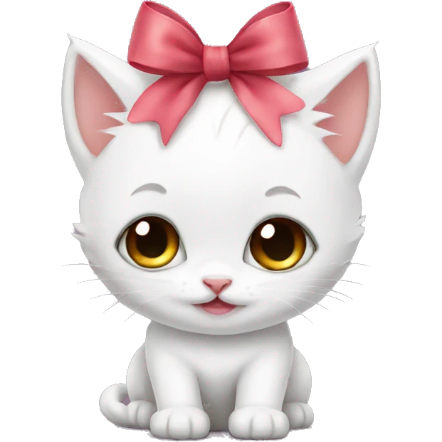 cute white kitten with bow emoji