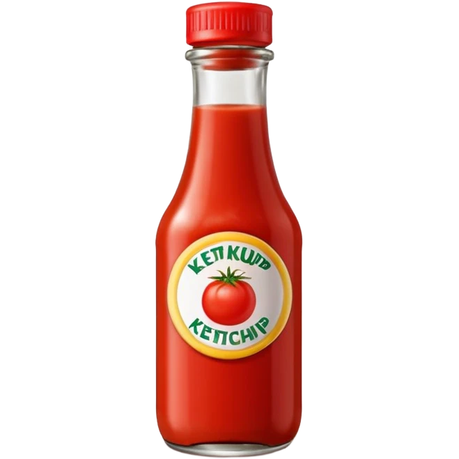 Ketchup in bottle with tomato on sticker emoji