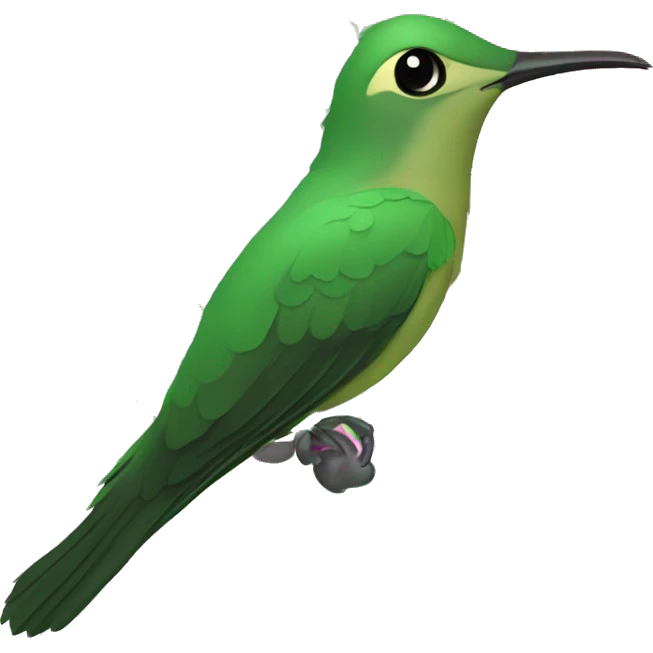 green hermitt humingbird with pink flower emoji