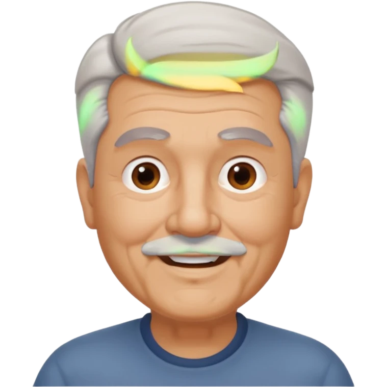 75, goatee, bold, side hair grey, no glasses, chubby emoji