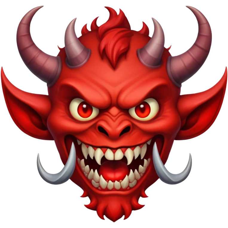 red horned demon with evil grin emoji