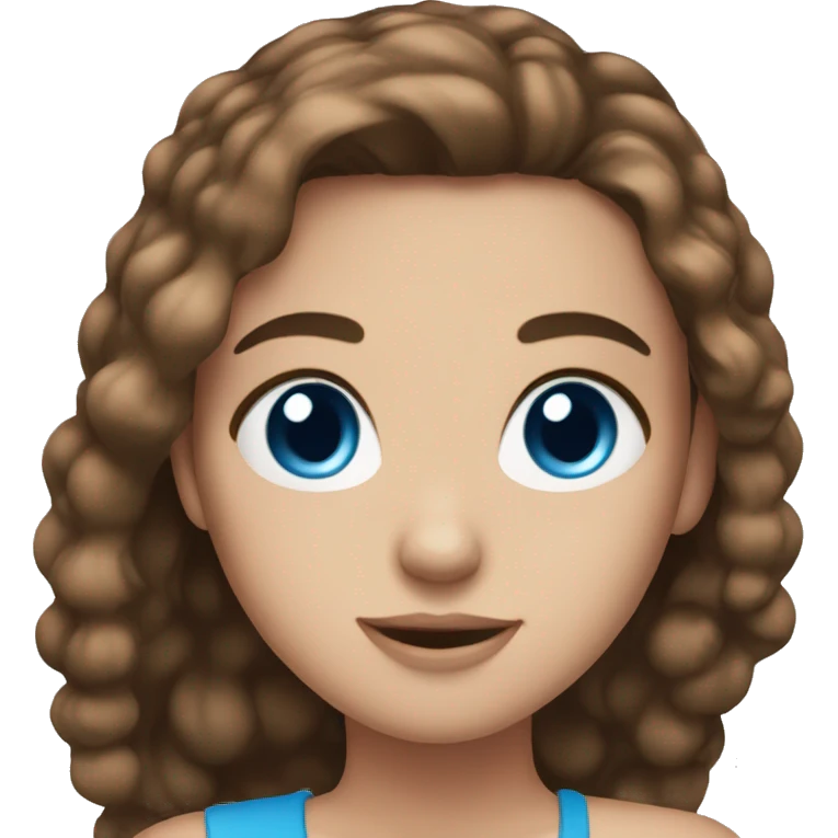 Pretty girl brown hair blue eyes emoji