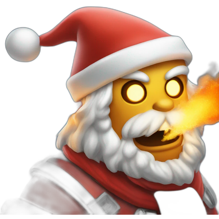 Fire-breathing robot santa emoji