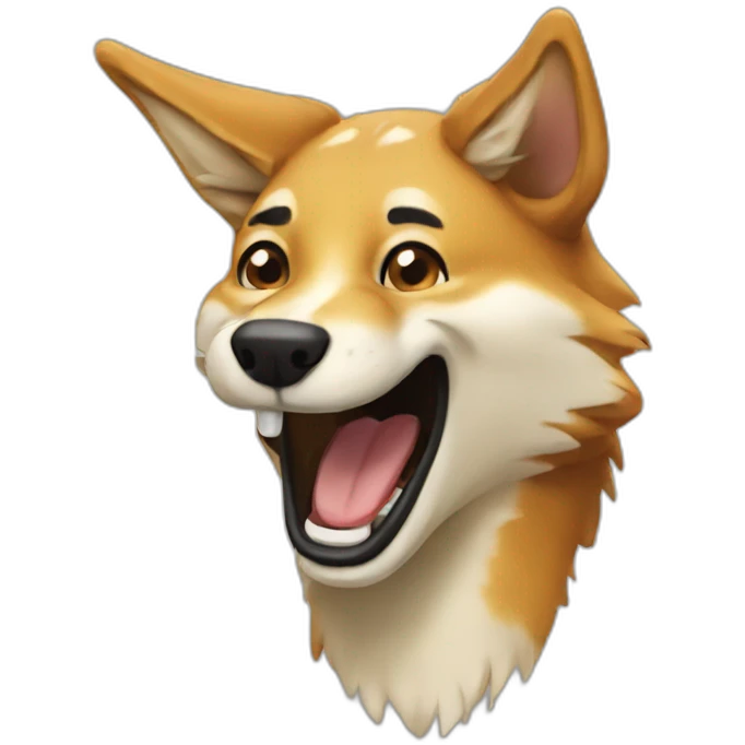 A dingo laughing emoji