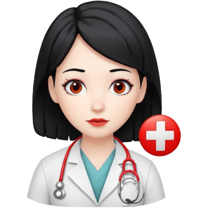 doctor with black hair and red hairclips  emoji