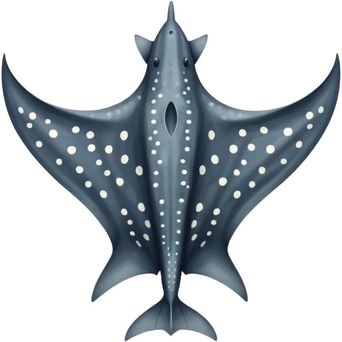 Spotted eagle sting ray with wide wingspan and long tail viewed from above emoji