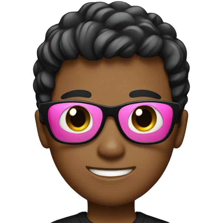 boy in black shirt sunglasses pink emoji