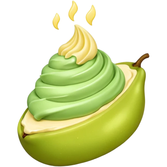 Erstelle eine Birne mit einem Stück geschmolzener Butter  emoji