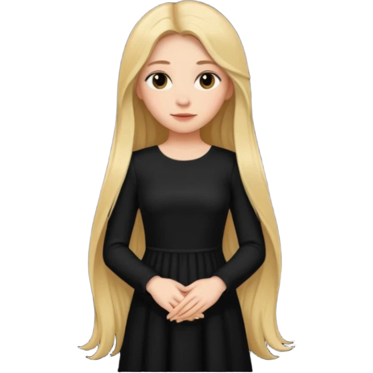 دختری با موهای بلند و لباس بلند دامنی و آستین بلند مشکی شیک و زیبا emoji