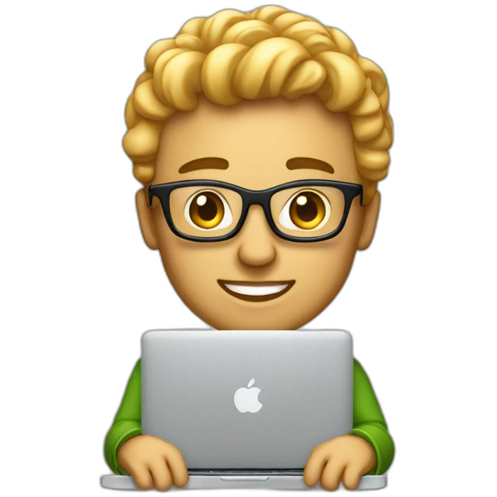 Un entrepreneur millionnaire avec son MacBook emoji