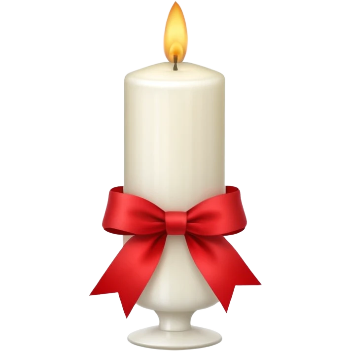 white candle with a red ribbon emoji