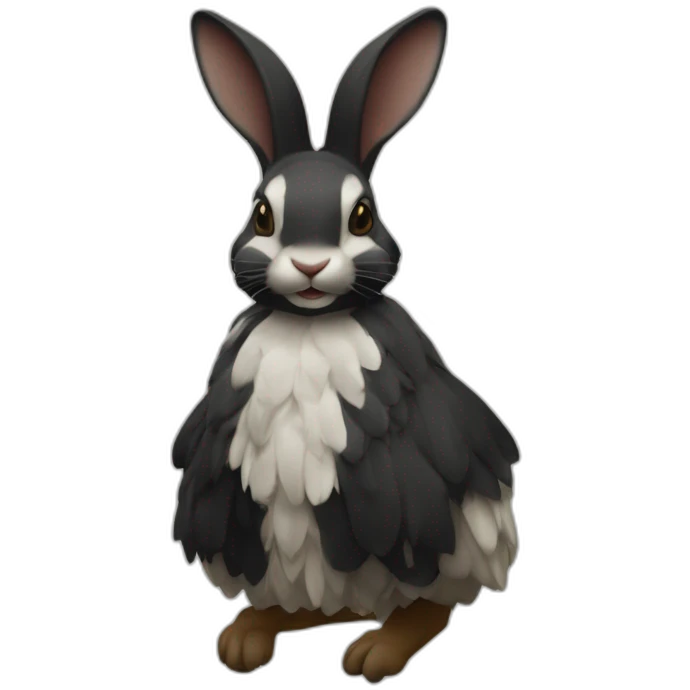 Lapine arlequin moitié du visage gauche noir emoji