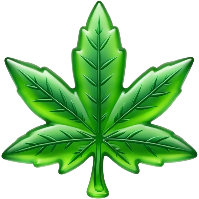 generate an emoji-style image of a gusher gummy shaped like a marijuana leaf emoji