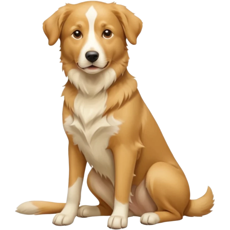 a full body, sitting gold labrador, and a sitting tan, cream, brown border collie  emoji