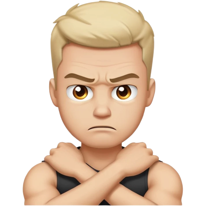Arms crossed  holding neck angry guy emoji