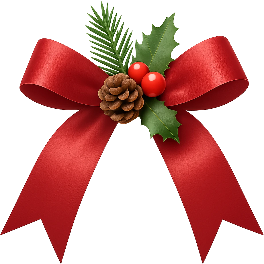Christmas bow with decoration , remove background emoji