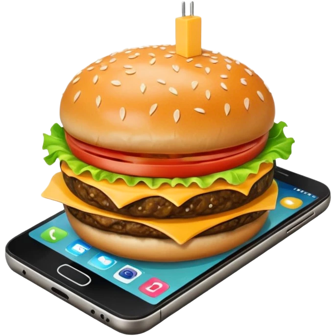 picture of a hamburguer inside of a phone emoji