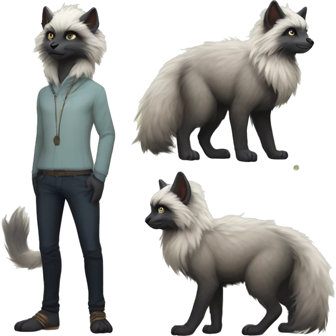 Modern Realistic Rare Fantasy Fluffy Slim Vernid-Trico-Melprin-species by LiLaiRa, full body emoji