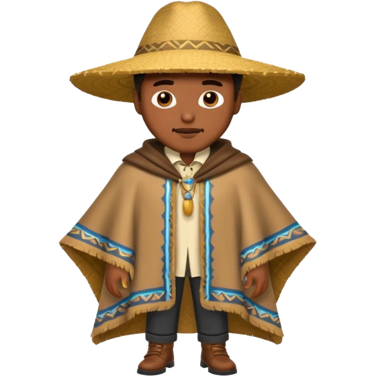 brown skin man with fashion pancho emoji