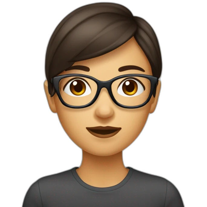 fille brune trés frisées au carré avec des lunettes emoji