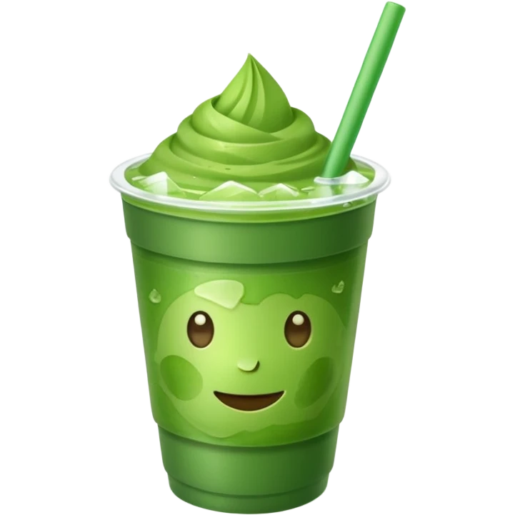 MATCHA PLASTIC CUP WITH CUBES OF ICE emoji