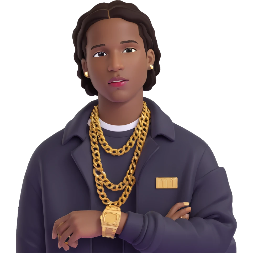 ASAP Rocky with gold grills and designer clothes emoji