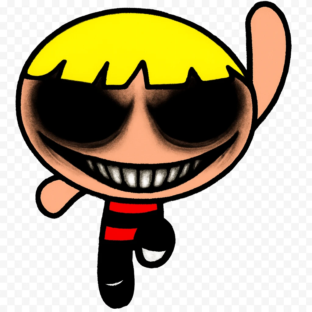 Make the eyes much darker and more menacing, and exaggerate the sinister grin for a truly scary, unsettling look. Add subtle shadowing around the eyes and mouth for extra intensity. Keep the picture quality and style exactly the same. No other changes. emoji