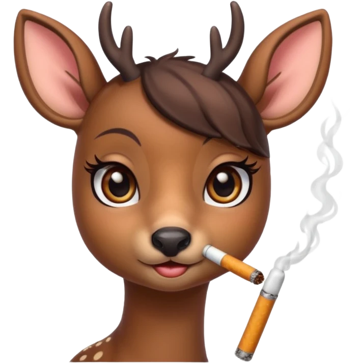 Cute female deer with cigarette with a bow bigger eyes bigger eyeliner and eyelash dont make it look human emoji