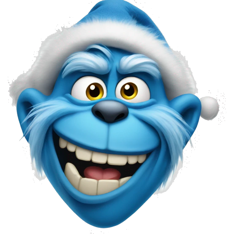 Blue grinch smirking  emoji