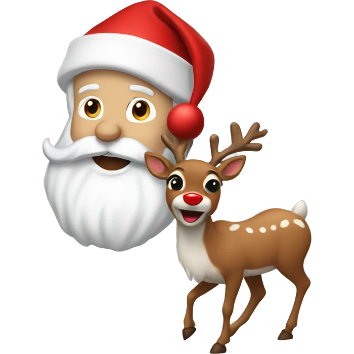 White Santa with Rudolph red nose reindeer emoji
