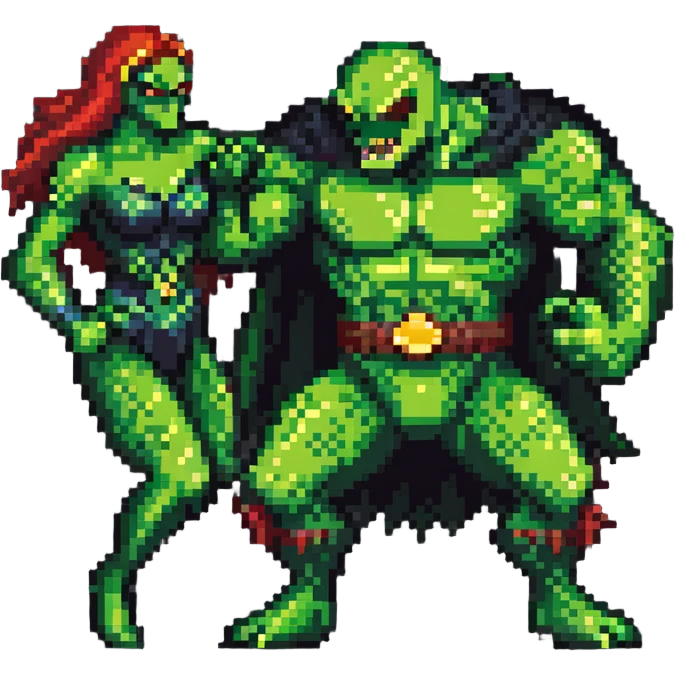 Abomination vs Hulk, green superhero fighting scaly monster villain emoji