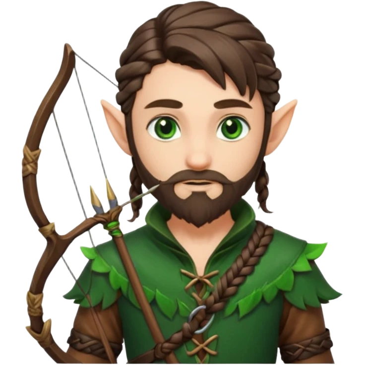 Forest elf with braided beard and bow emoji