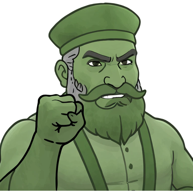 uzbek bearded man with national outfit shows his fist emoji