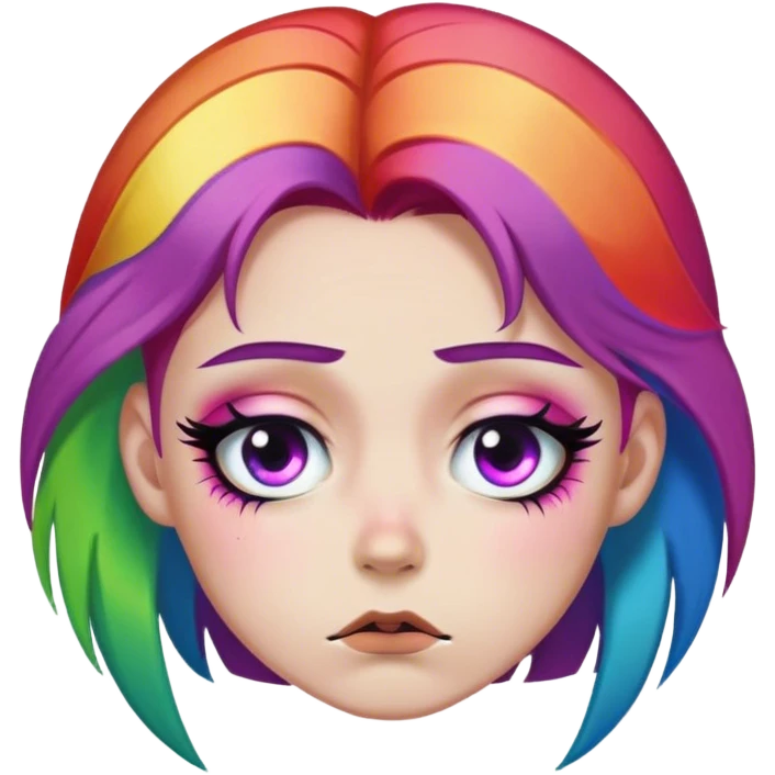Woke overweight liberal crying with rainbow hair and bad makeup emoji
