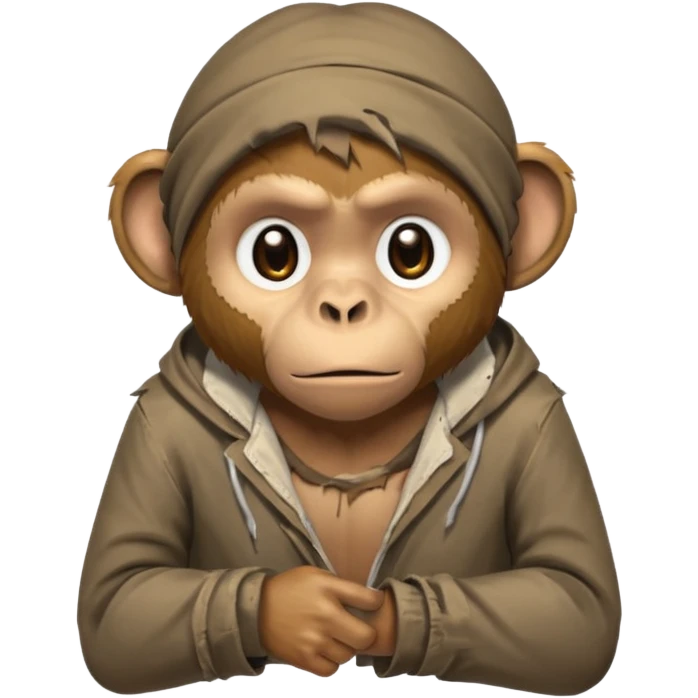 homeless monkey with torn dirty clothes emoji