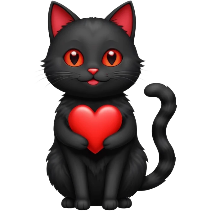 Magic cat with happy red heart with a late emoji