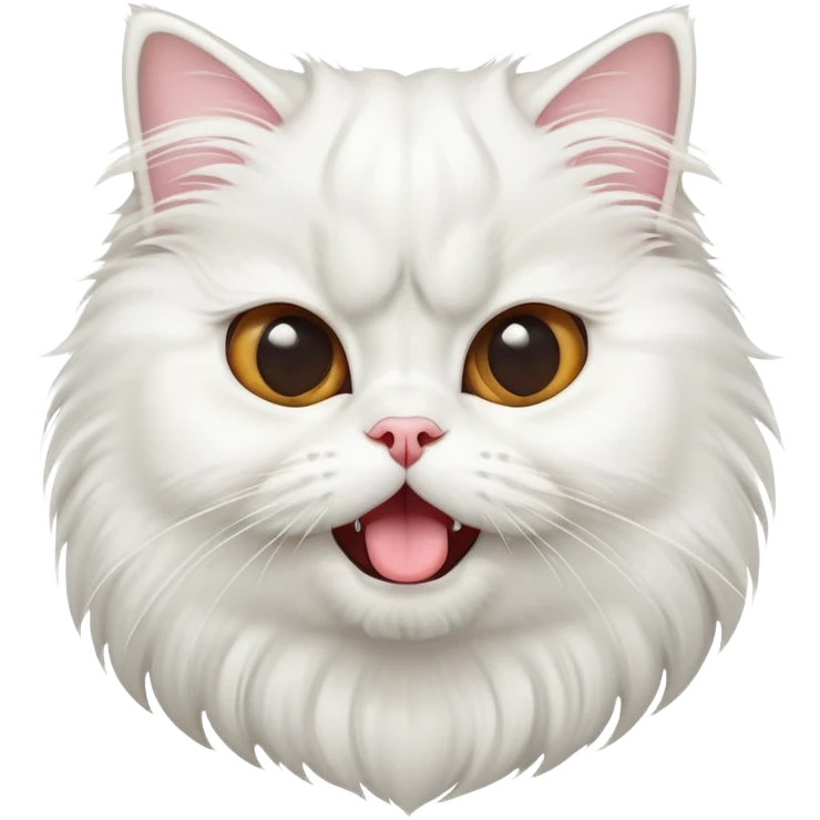 cinematic-adorable-big-eyed-fluffy-solid white-persian-cat-portrait-emoji,-head-tilted-playfully-with-a-cute,-exaggerated-yawn,-fluffy-solid white,-simplified-yet-irresistibly-cute-features emoji