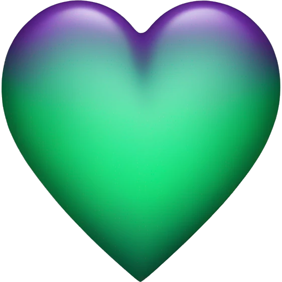 Purpe green heart emoji