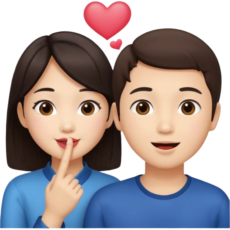 Asian girl blowing kiss to brunette boy  emoji