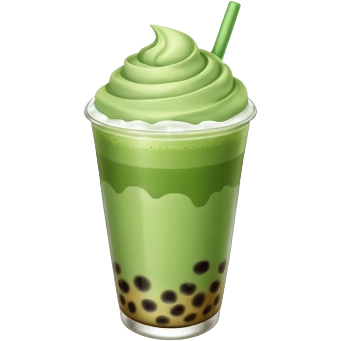 matcha latte with boba and ice without sticks for drinking and add a lil coffee  emoji