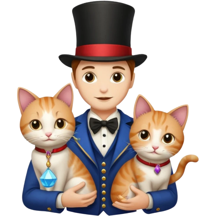 magician couple and their pet cat emoji