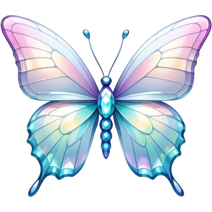 Sparkly glossy Pastel white iridescent glass crystal butterfly emoji