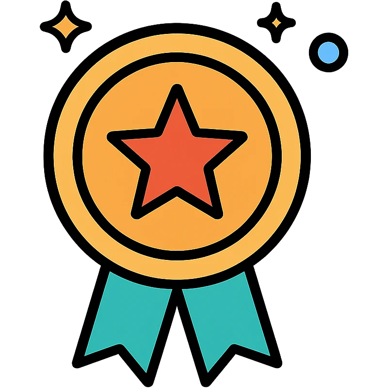 vector icon of a gold top performer emblem with subtle colorful accents, elegant and minimalist flat design, award badge style, 2D flat vector, trending icon look, soft shadows, no text, isolated on white, commercial use emoji