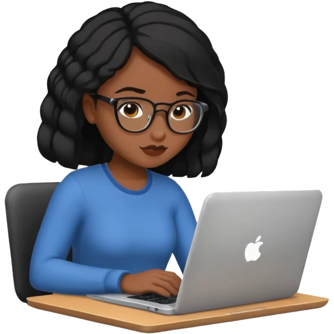 black pretty girl working hard on laptop emoji