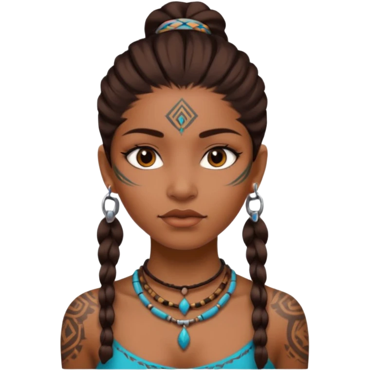 tribal girl Tattooed, not wearing necklace emoji