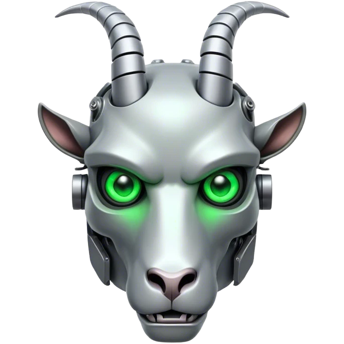 Terminator Goat head green glowing eyes emoji