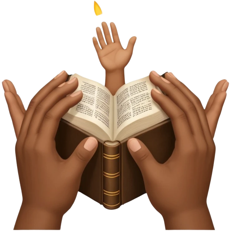 bible with different skin coloured hands on it shoing anti racism emoji