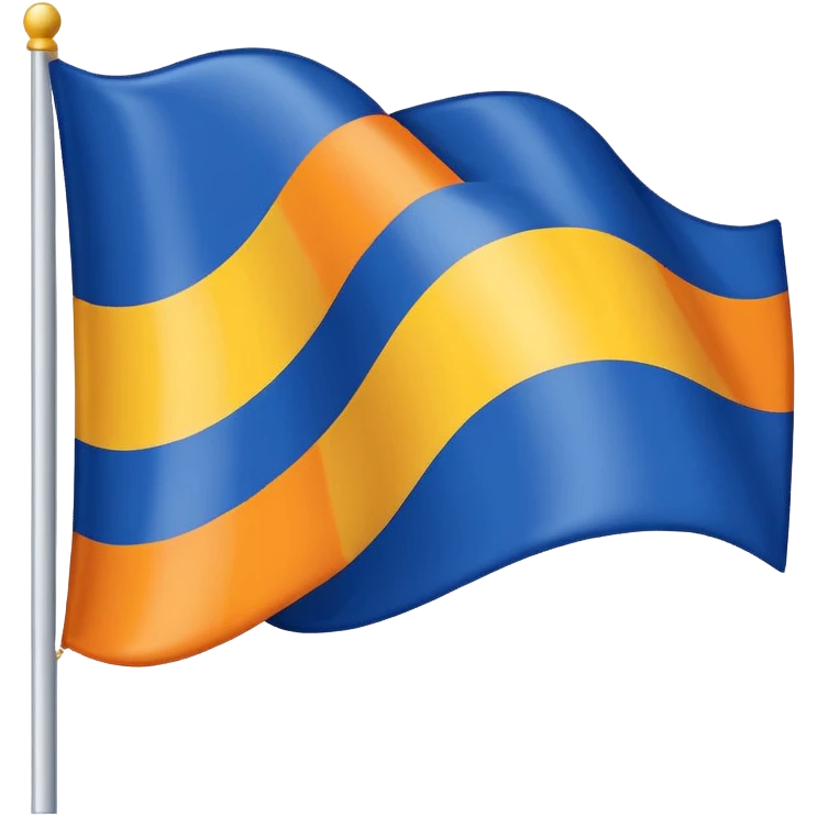 A flag whit darkblue, blue, white, yellow and orange and has 5 stripes white in the middle, blue in next to white left, yellow next to white right, orange next to yellow right, dark blue next to blue left emoji